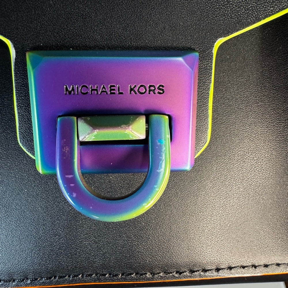 Michael Kors Black Satchel with Multicolor Trim - Picture 2 of 16